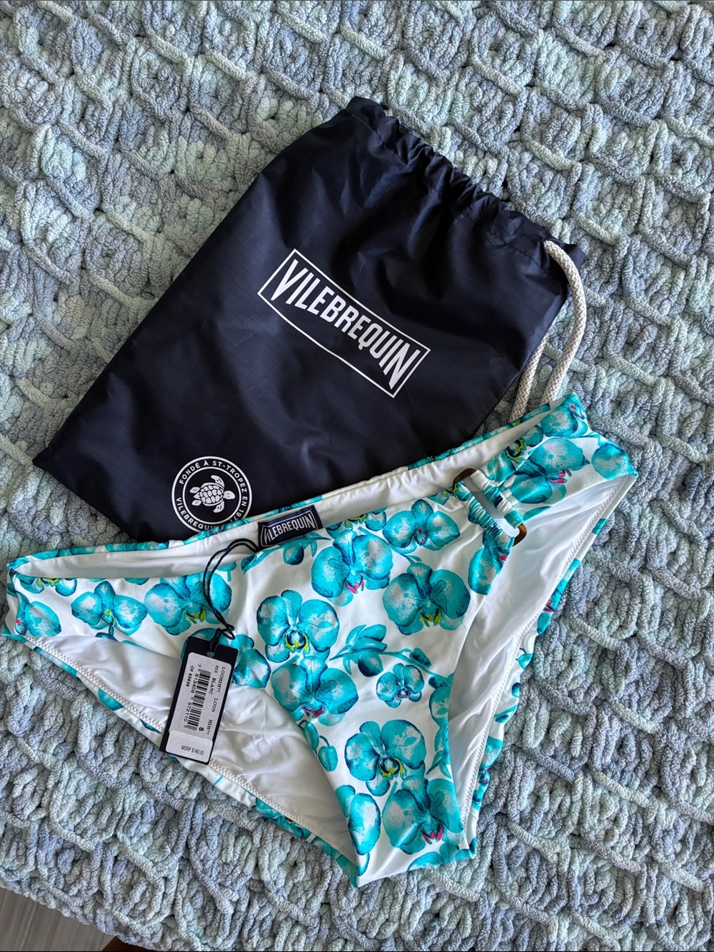 Vilebrequin White & Teal Floral Bikini Bottoms- brand new with tags & bag